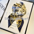 thumbnail image 3 of Bufandas de seda de morera para mujer, pañuelo cuadrado ligero de satén para la cabeza, pañuelo pequeño de seda para dormir(Azul - Amarillo)(70 * 70cm), 3 of 4