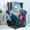thumbnail image 4 of Switzerland Soft Flannel Fleece Blanket, Mannlichen Jungfrau Region Mountains with Snow and National Flag Spring Season, Cozy Plush for Indoor and Outdoor Use, 50" x 70", Multicolor, by Ambesonne, 4 of 5
