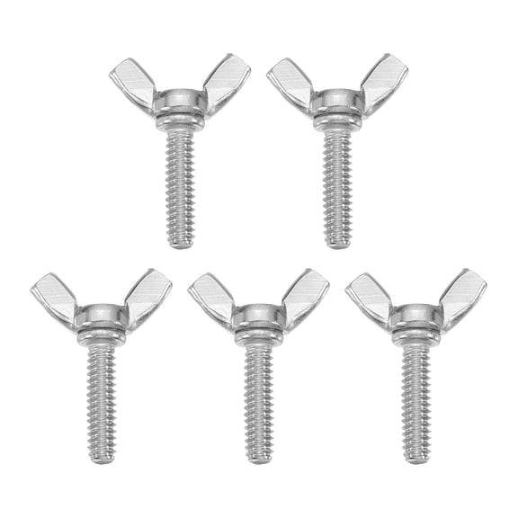 Uxcell 5 Pack 3/16-24" x 3/4" Wing Butterfly Screw Bolts, 304 Stainless Steel Machine Fastener, Thumb Hand Screws for Electronic Equipment, Silver Tone