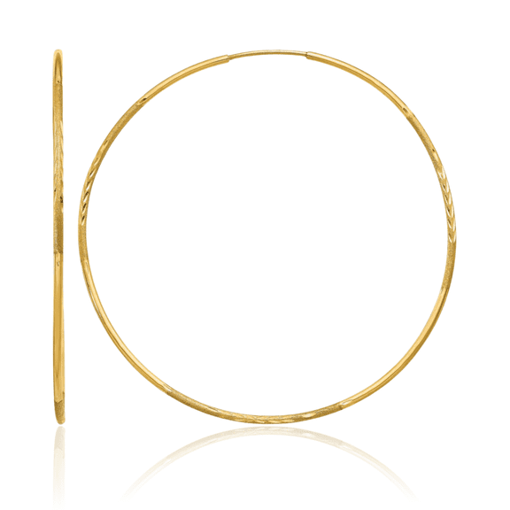 ICE CARATS 10K Solid Yellow Gold Round Extra Large Hoop Earrings - 51mm 2 inch - Latch Back, Endless Hoop Back, Diamond Cut Women's