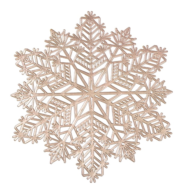 Xihbxyly Mantel Individual de Copo de Nieve Dorado, Elegante Diseño de Pvc, Elegante Decoración Navideña, Versátil para Restaurantes, Hoteles, Cafeterías y Mesas de Comedor, Tamaño 38 X 38 Cm.