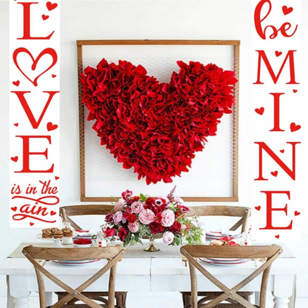 Valentine Porch Sign Valentines Day Decorations for The Home, Happy Valentines Day Banner Welcome Sign for Front Door, Modern Farmhouse Wall Decor