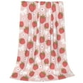 thumbnail image 2 of Honeii Floral Strawberr Print Fleece Blanket - Throw Blanket for Bed, Sofa, Couch, Camping, and Travel , Microplush Ultra Soft Warm Blanket-80"x60", 2 of 7