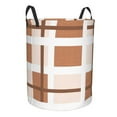 thumbnail image 3 of YFYANG Waterproof Laundry Hamper, Brown Geometric Fabric Texture Laundry Basket Oxford Fabric with Handle Foldable, M, 3 of 8