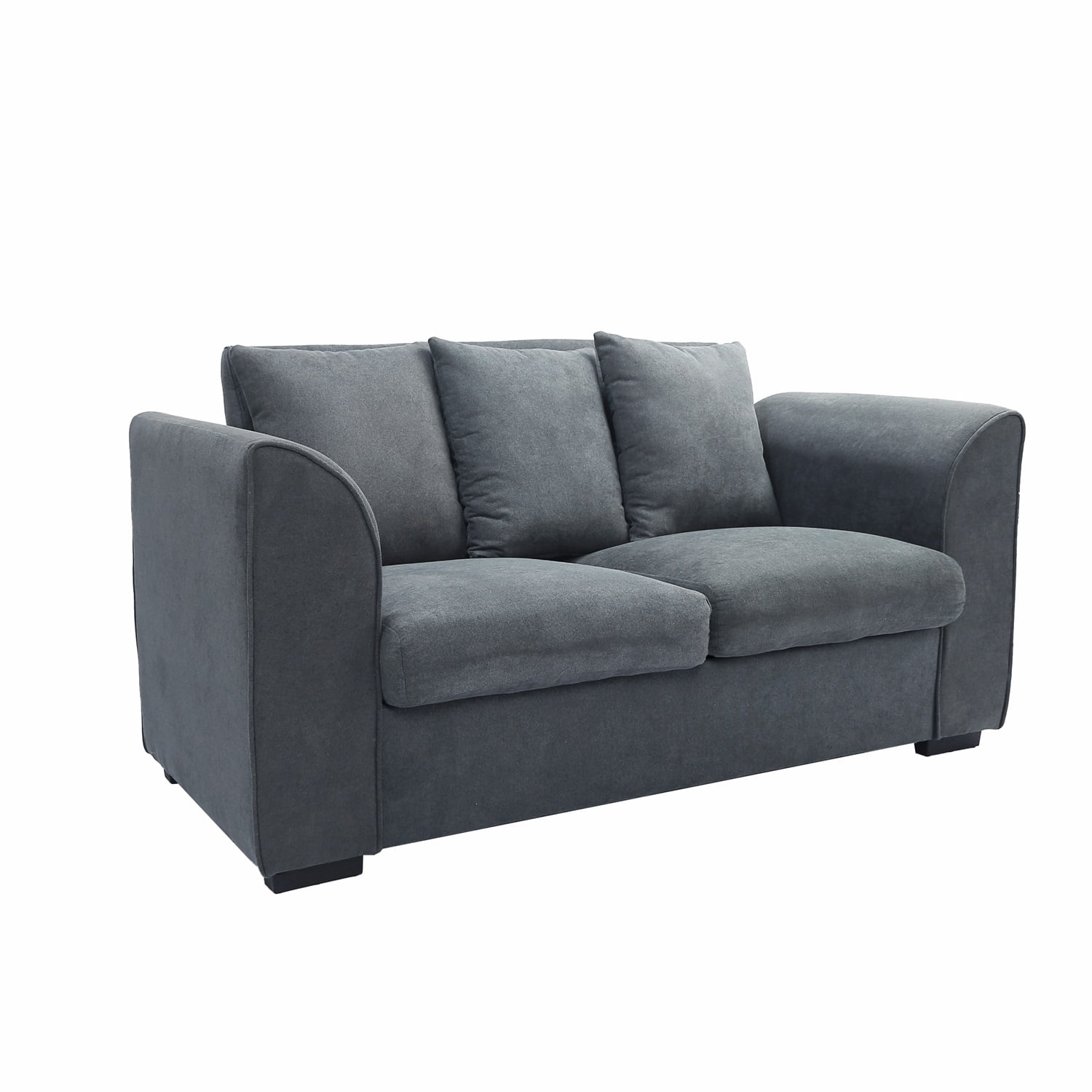 Kadyn Upholstered Fabric Sofa, Modern Upholstered Linen Fabric Sofa with pillow, Fabric Sofa Couch for Living Room, Dark Grey