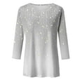 thumbnail image 3 of Women Fashion Print Casual Point Sleeve Round Neck T Shirt Top Women T Shirts Summer Women T Shirts Loose Womens Long Top Apparel Shirt Tees Tops for Women Tunics for Women Summer Exercise Tops Long, 3 of 3