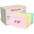 thumbnail image 1 of 1InTheOffice Cartes d'Index 4x6 Ru, Cartes d'Index Colorées Pastel, Assorties 300/paquet, 1 of 4