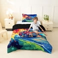 thumbnail image 2 of Castle Fairy Cartoon Fire Truck Twin Comforter Sets 3-Piece for Toddlers, Night Flame Print Bedding Set for Bedroom, Red Blue,Black Reversible, 2 of 6