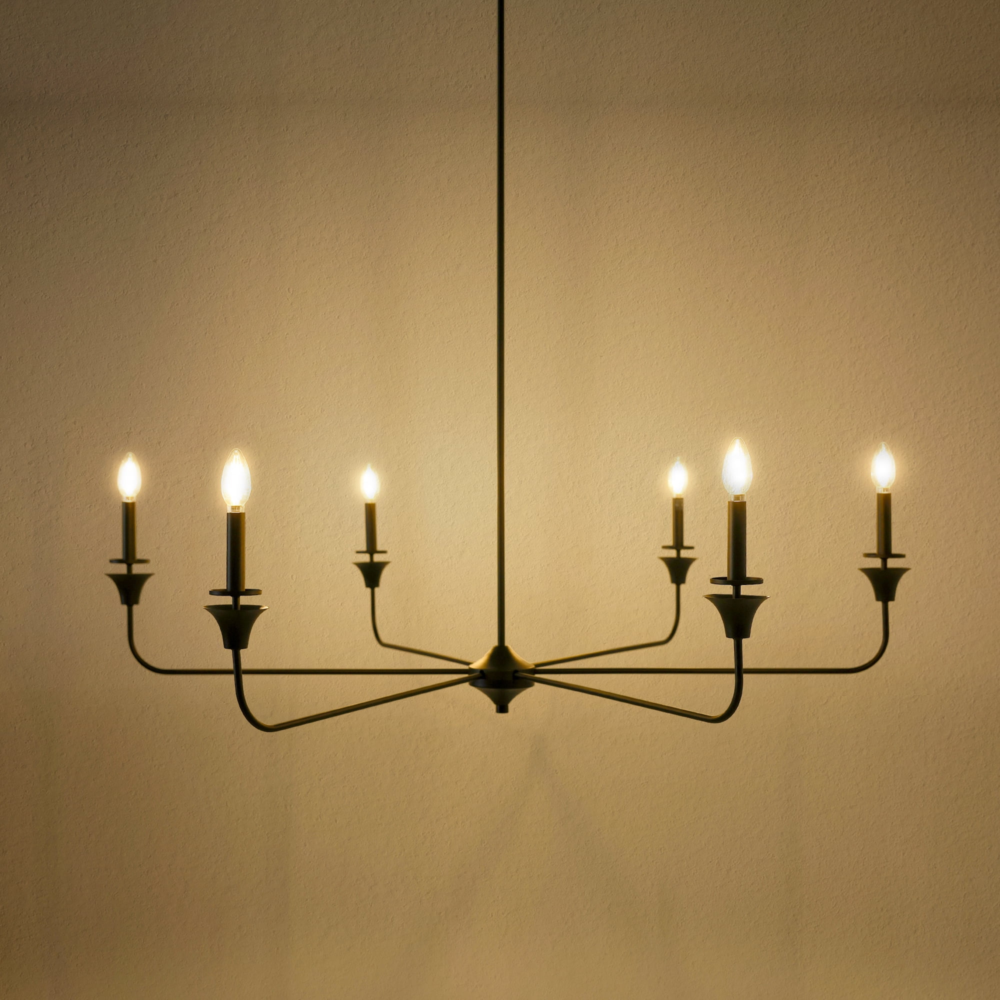 LNC Bohonicist 6 -Light Matte Black Bare bulb Metal Chandelier