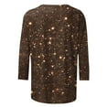 thumbnail image 4 of Feancey Flash Deals Womens Blouses Dressy Casual 3/4 Sleeve Sequin Print Tops Loose Fit Trendy Party Tunics Comfy Round Neck 2025 Spring Summer T-Shirts Coffee XXL, 4 of 5