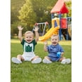 thumbnail image 6 of BemeyourBBs Newborn Baby Boys Summer Clothes Cotton Linen Baptism Day Gentleman Outfit Short Sleeve Bowtie Shirt Romper with Suspender Shorts Set, 6 of 9