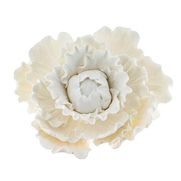 Global Sugar Art Peony Premium Sugar Cake Flower, White, Large, 1 Count by Chef Alan Tetreault