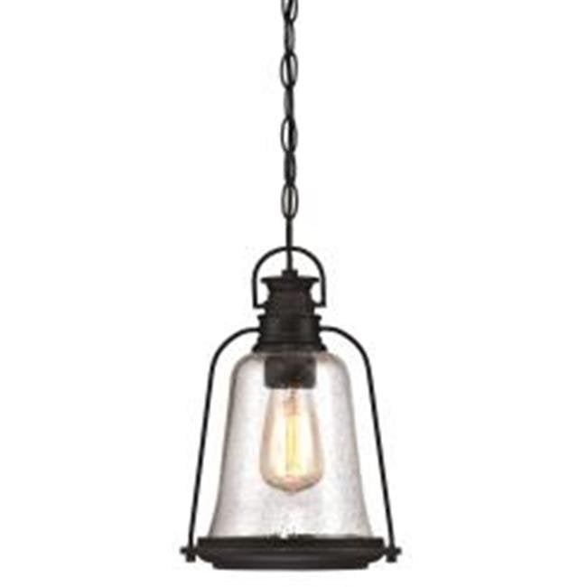 1 Light Pendant Oil Rubbed Bronze Finish with Highlights and Clear Seeded Glass