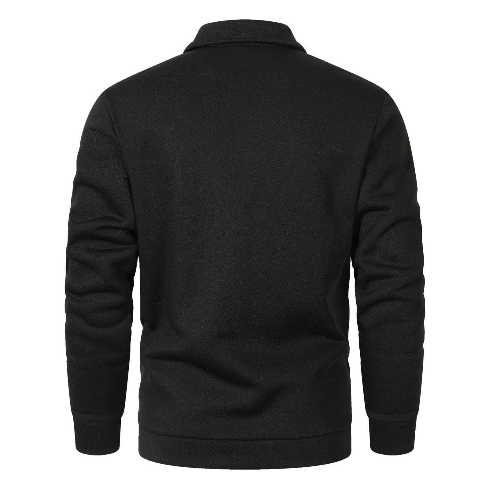 KeShDi Leather Jacket Mens Fleece Jacket Men Casual Fashion Snap Button Cardigan Flip Collar Pocket Long Sleeve Jacket Coat Black 2X