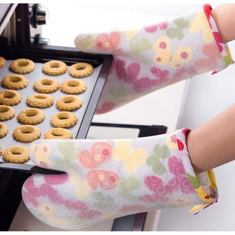 4Pcs Silicone Oven Mitts and Pot Holders Heavy Duty Cooking Gloves