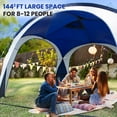 thumbnail image 3 of UNP Easy Beach Tent 12 X 12ft Pop Up Canopy UPF50+ Tent with Side Wall, Ground Pegs, and Stability Poles, Sun Shelter Rainproof, Waterproof for Camping Trips, Backyard Fun, Party Or Picnics (Blue), 3 of 8