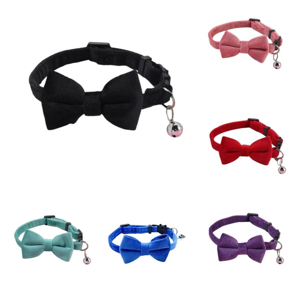 6Pcs Cat Collar Breakaway with Bell and Bow Tie, Adjustable for Kitten Cats, Cat Collar with Bow Tie Bell Breakaway Kitten Small Pet Safety Solid, Quick Release Safety Collar,7.5-12.6 Inch