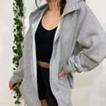 thumbnail image 3 of Tangduner Women Vintage Solid Zipper Front Hoodies with Pockets Gray Oversized, 3 of 5