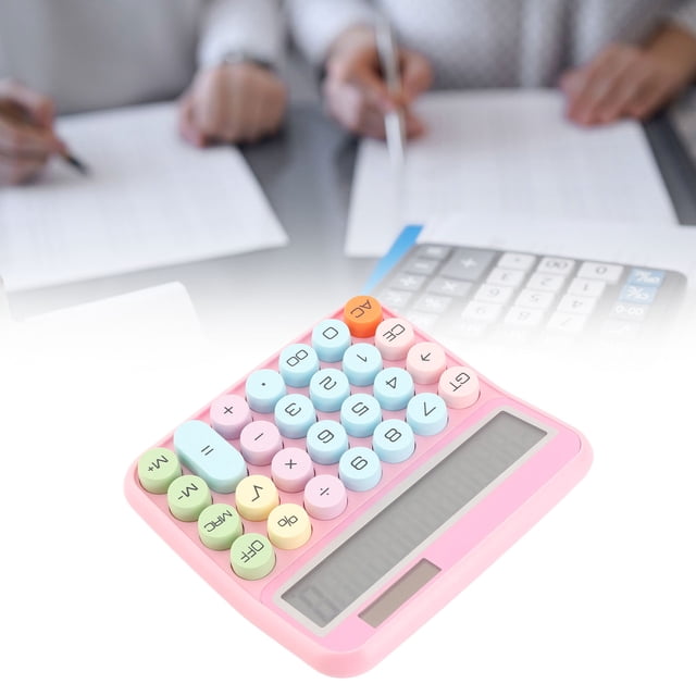 Calculadora Colorida De 12 Dígitos, Contador Electrónico, Calculadoras De Escritorio, Calculadoras De Teclas Redondas Con Teclado Mecánico De Pantalla Lcd Para Uso En El Hogar