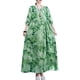 thumbnail image 1 of Vestido, Vestido vintage de mujer de manga larga estampado de gran tamaño boho casual vestido de vac Abody Floral verde/XX-grande, 1 of 7