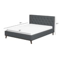 thumbnail image 3 of JERFIT King Size Upholstered Platform Bed Frame with Tall Tufted Headboard, Grey Fabric, No Box Spring Needed, 3 of 10