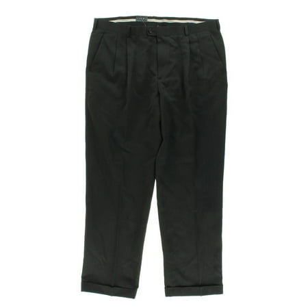Perry Ellis Mens Classic Fit Cuffed Dress Pants Black 38/30