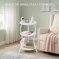 thumbnail image 3 of Small Round Side Table with Charging Station, 3-Tier Waist Circular End Table with Storage Shelf, Compact Tea Sofa Side Table Small Spaces, Round Corner Coffee Table for Living Room Bedroon,White, 3 of 10