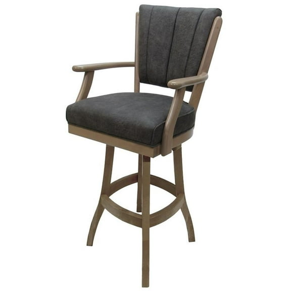 Classic Solid Wood Swivel Counter 26" Bar Stool with Arms