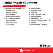Elite Tactical First Aid Kit, 59 Pieces - Compact Survival Medical Supplies for Home, Outdoor, Car & Adventures