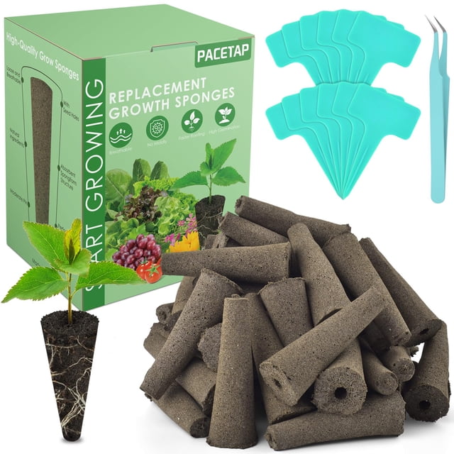 PACETAP 80 Pack Grow Sponges, Replacement Root Growth Sponges Seed Starter Pods Compatible with Aer