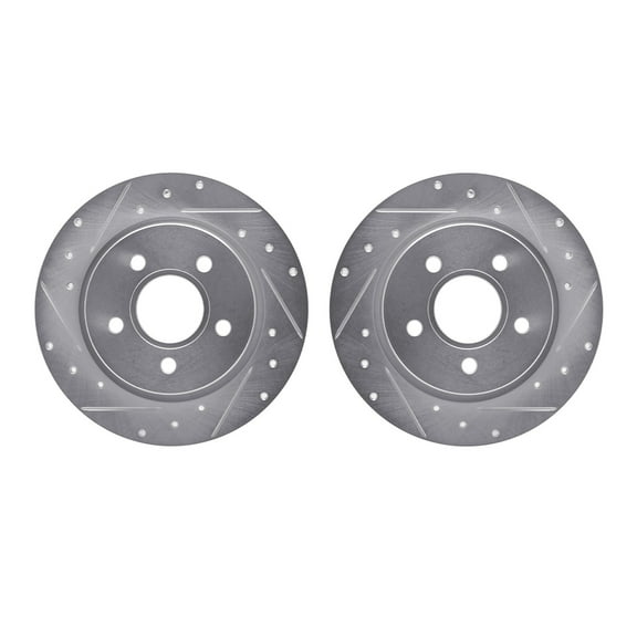 Dynamic Friction Company Rear Brake Rotors-Drilled and Slotted-Silver 7002-54229