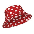thumbnail image 2 of Disketp Red Polka Dot Print Reflective Bucket Hat Beach Hat Summer Travel Sun Hats Fisherman Cap, 2 of 8
