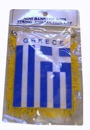 Greek Flag with String and Suction Cap, 4x6 in.