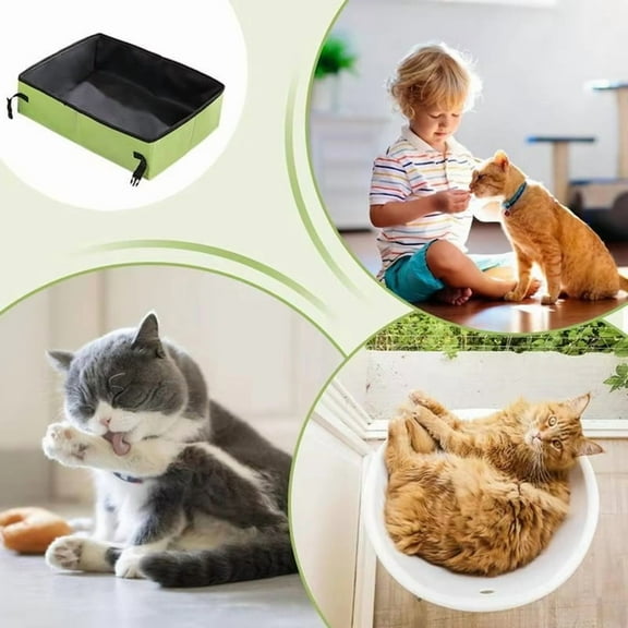 Foldable Litter Box Foldable Litter Pan Cat Toilet Portable Travel Leak-Proof Waterproof Pet Toilet Kitten Litterbox A