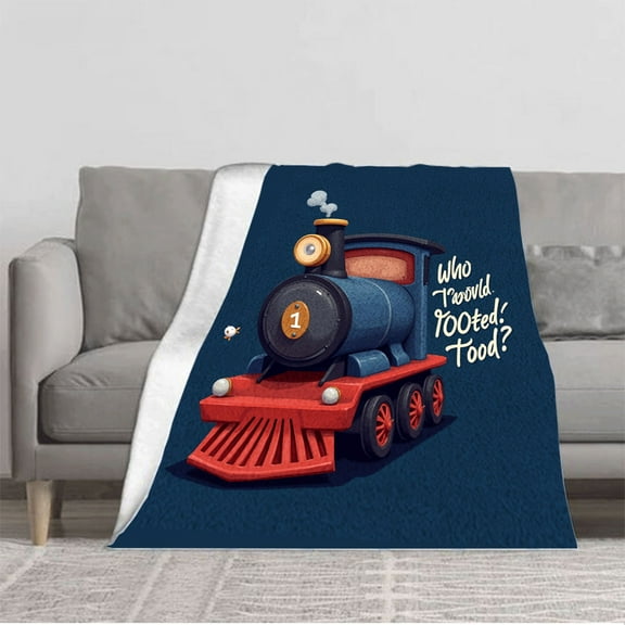 Durable Soft & Warm Flannel Blanket - Cozy Cartoon Train Design for Sofa Travel Bed & Chair - Perfect for All Ages