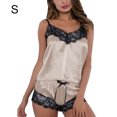 thumbnail image 1 of serony Ensemble de Pyjama à Bretelles en Dentelle pour Femme, Short d'Été, Abricot, P, 1 of 6