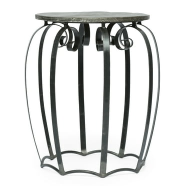 GDF Studio Camba Modern Industrial Handcrafted Mango Wood Side Table, Gray and Black