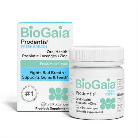 BioGaia Fresh Breath | Dental Probiotic Lozenge | Fights Bad Breath & Halitosis | Healthy Gums & Teeth | Dual-Action L. reuteri Oral Probiotics + Zinc | Fresh Mint Flavor | 30 Day Supply