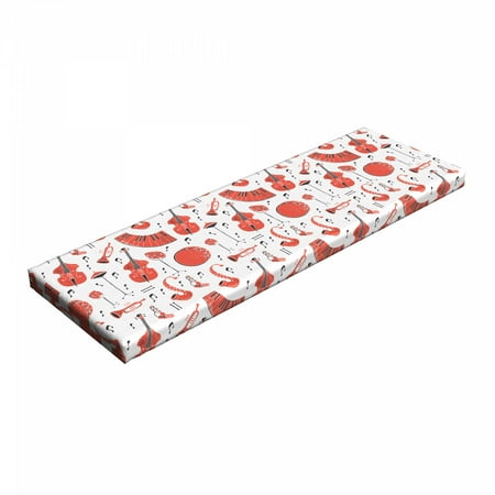 

Musical Bench Pad Grunge Effect Musical Instruments as Trombone Trumpet and Double Bass HR Foam Cushion with Decorative Fabric Cover 45 x 15 x 2 Vermilion and Black by Ambesonne