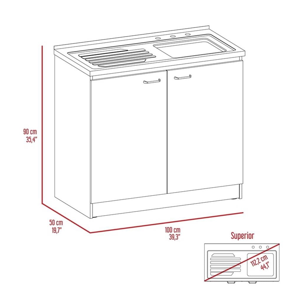 Belmont 2 Piece Kitchen Set, Napoles Utility Sink + Della 60 Pantry, White