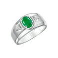 thumbnail image 6 of RYLOS Men's Rings Sterling Silver Classic 7X5MM Oval Gemstone & Diamond Ring Emerald May Birthstone Rings For Men, Men's Rings, Silver Rings, Size 11, 6 of 7