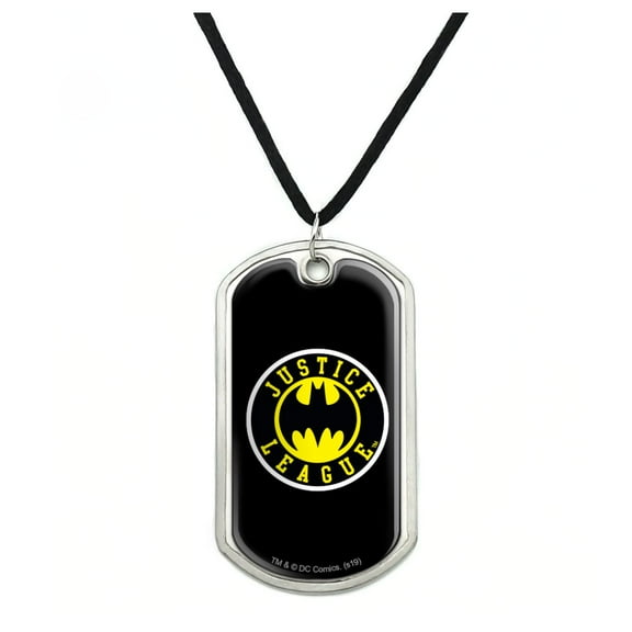 Justice League Batman Athletic Logo Military Dog Tag Pendant Necklace with Cord