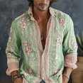 thumbnail image 2 of Mens 70s Long Sleeve Floral Dress Shirt Flowered Paisley Pattern Print Vintage Button Down Hippie Shirts, 2 of 5