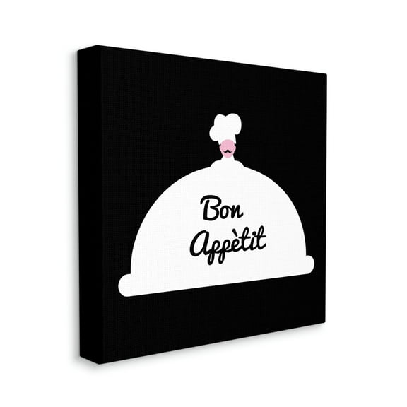 Stupell Industries Bon Appetit Phrase Mustache Chef Modern Design Food & Beverage Painting Gallery Wrapped Canvas Print Wall Art, 36 x 36