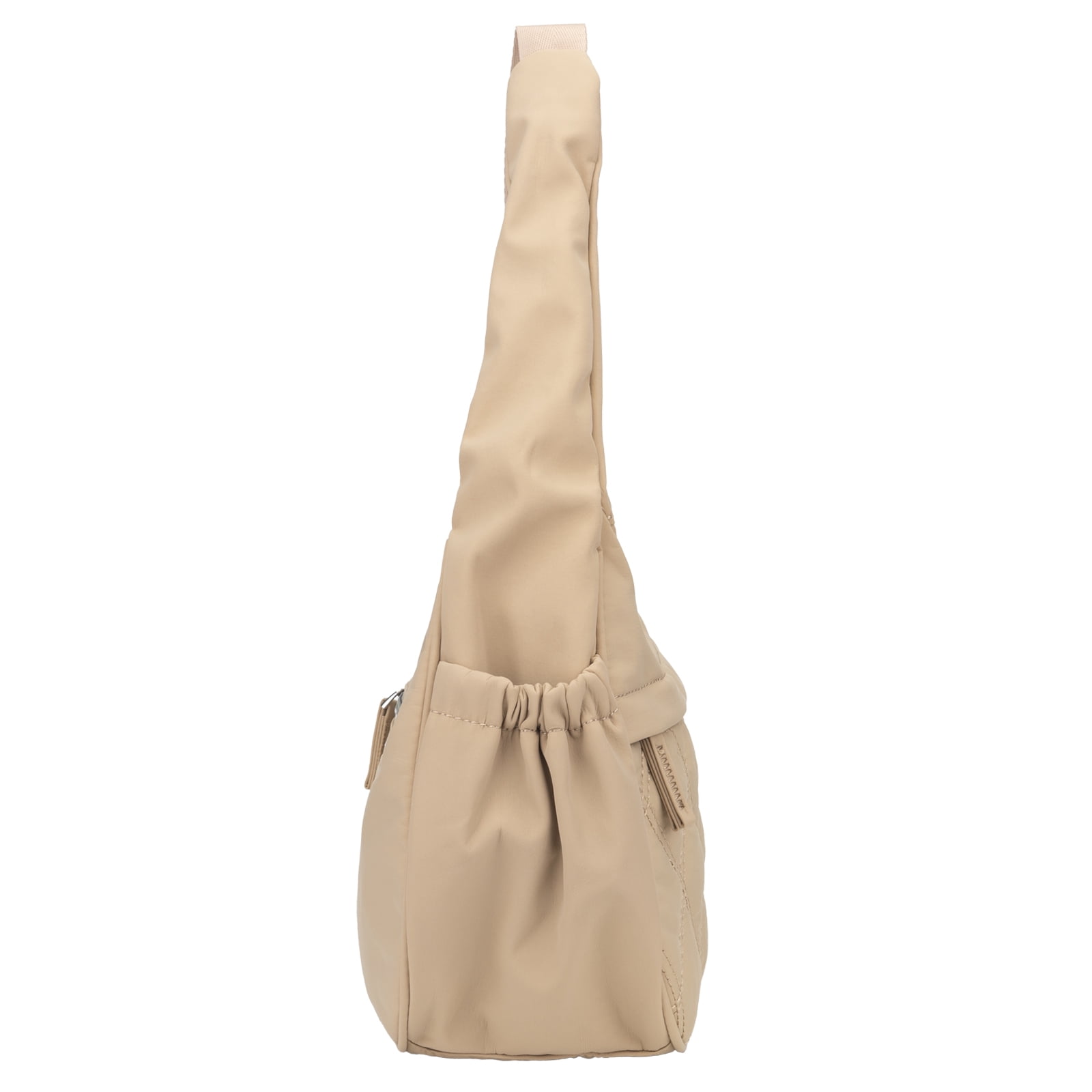 JANKS Small Puffer Crescent Shoulder Bag for Women, Nylon Quilted Puffy Crossbody Purse, Cute Hobo Shoulder Handbags （Khaki)