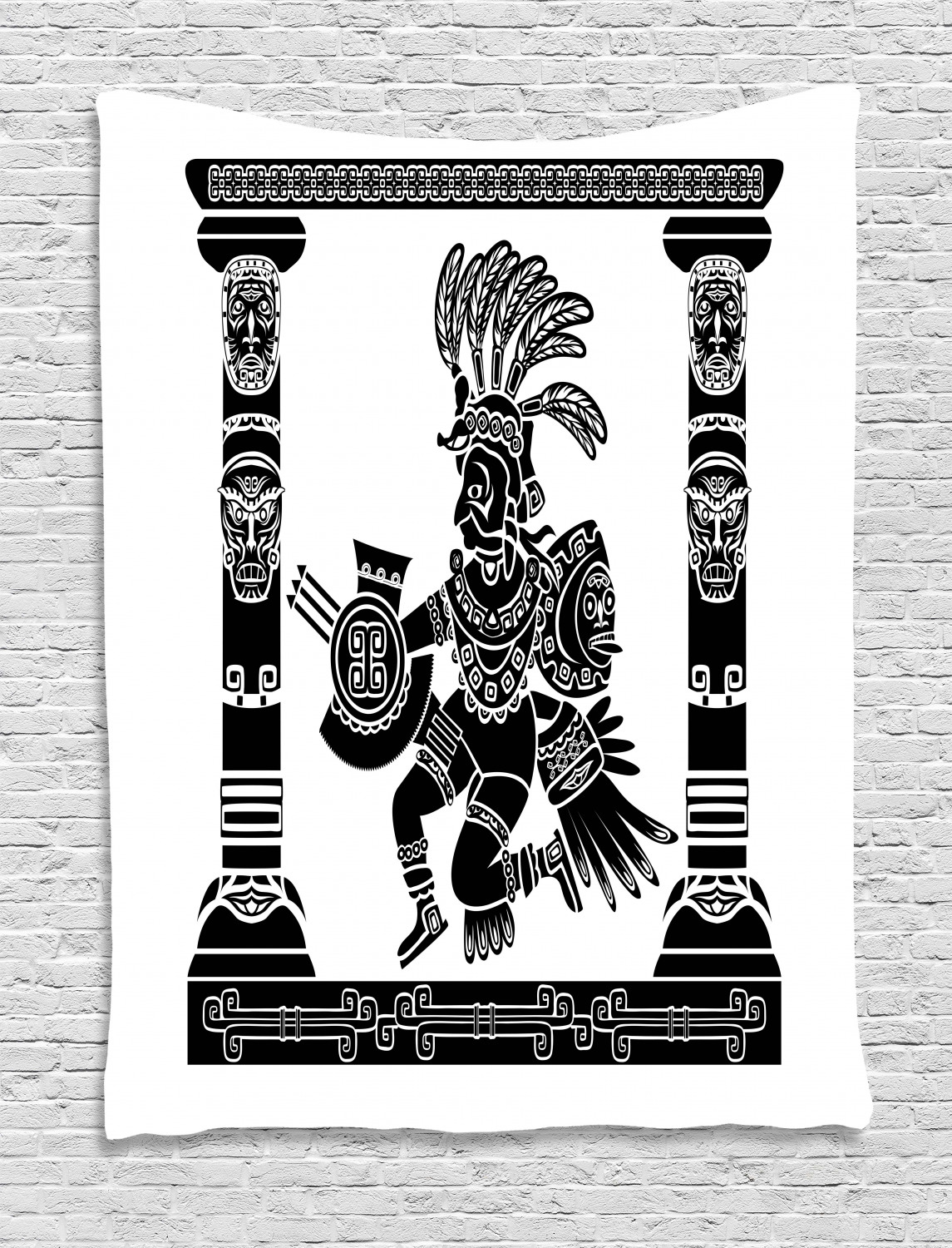 Aztec Tapestry, Tribal Deity Quetzalcoatl Maya God of Wind and Wisdom