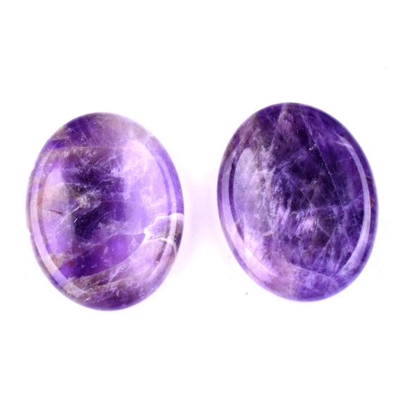 Firefly Hope 2PCS Hand Carved Thumb Worry Stone, Natural Healing Crystals Stone for Anxiety Relief, Meditation & Reiki Relaxation, Amethyst