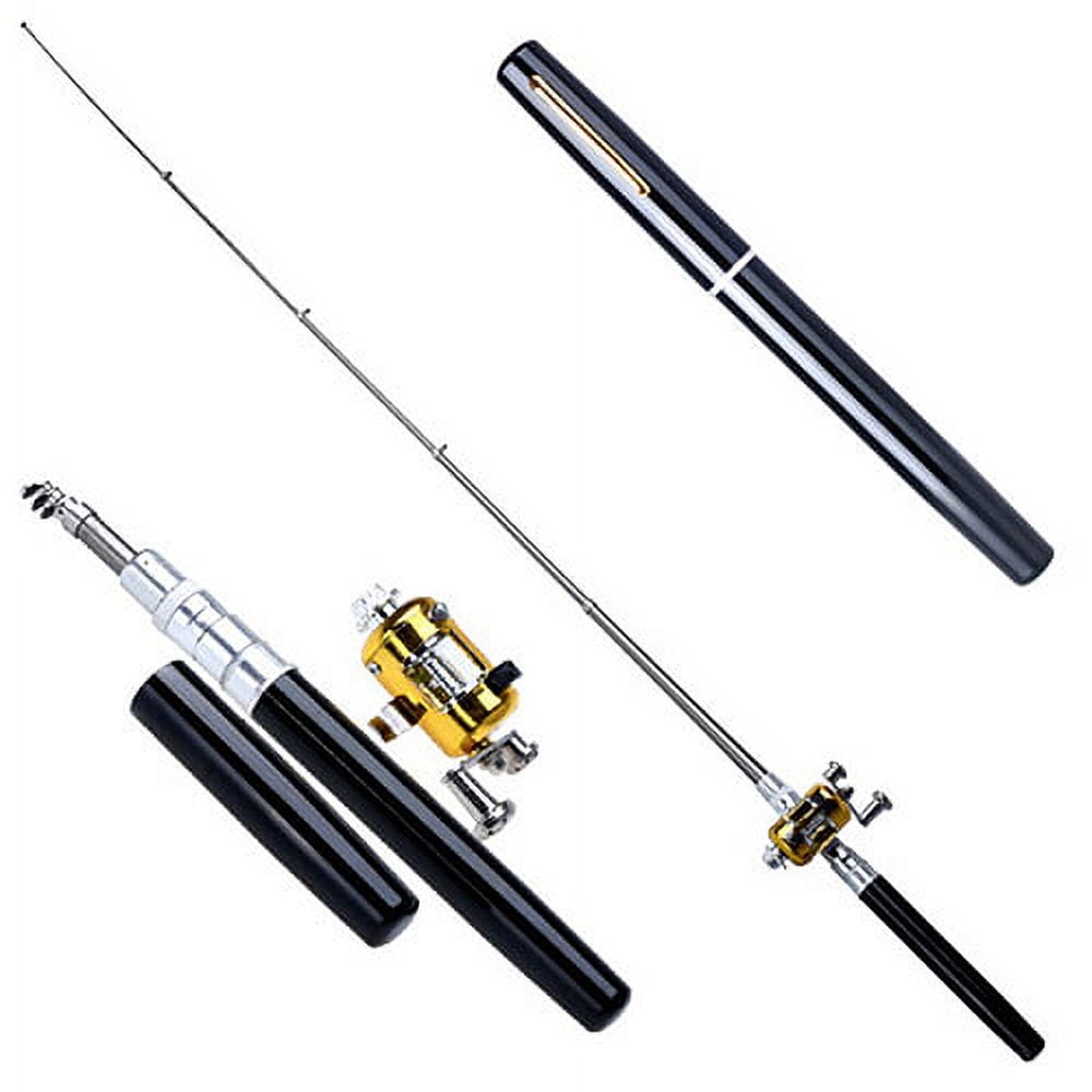 Opolski Mini Portable Fish Pen Shape Spinning Pole Aluminum Alloy Telescopic Fishing Rod