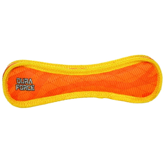 DuraForce Bone Orange Durable Woven Fiber Squeaky Dog Toy