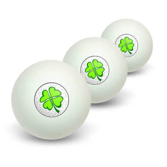 Lots of Luck - Lucky Irish Four Leaf Clover Novelty Table Tennis Ping Pong Ball 3 Pack